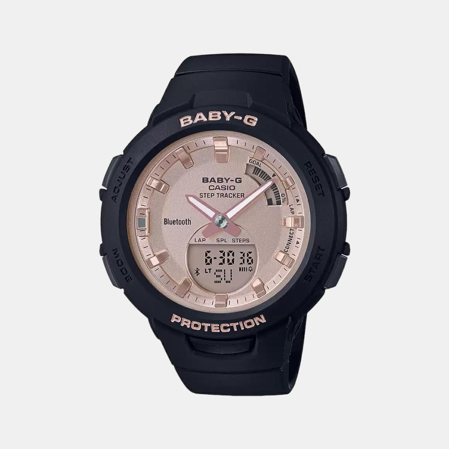 Casio Baby-G Women Quartz Rose Gold Dial Analog-Digital Resin Watch BX163