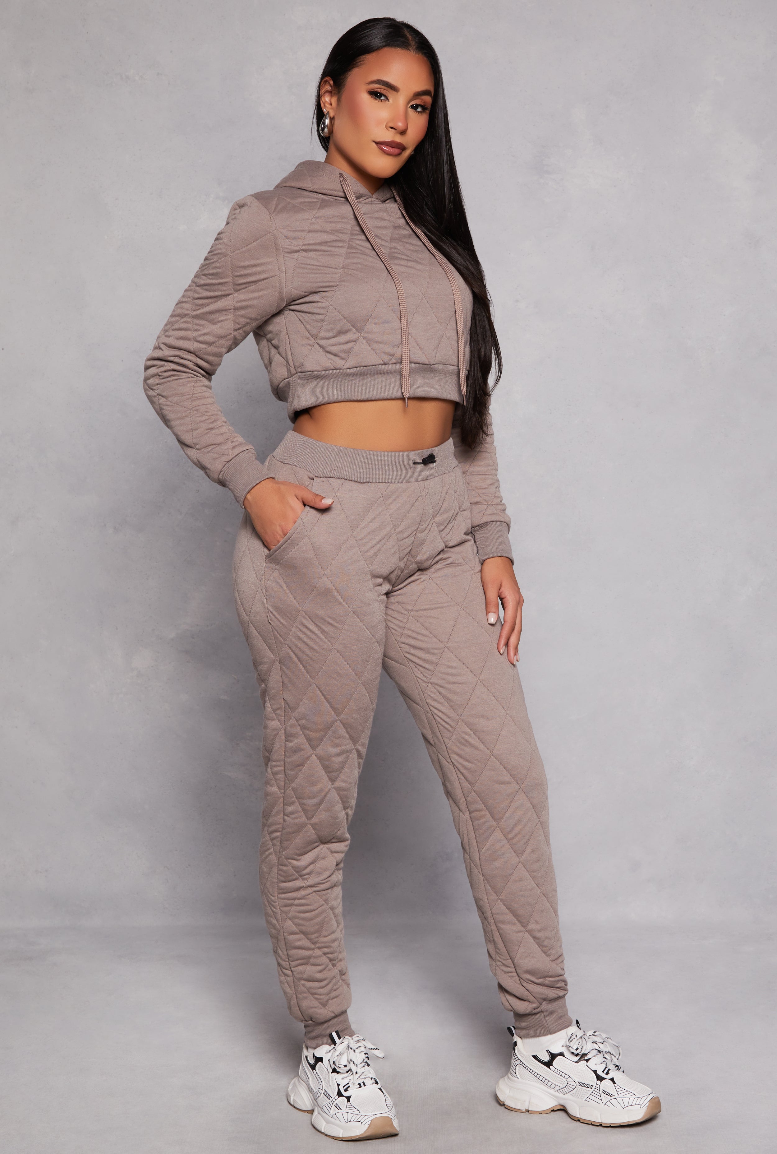 Rainbow Shops Quilted Toggle Drawstring Joggers