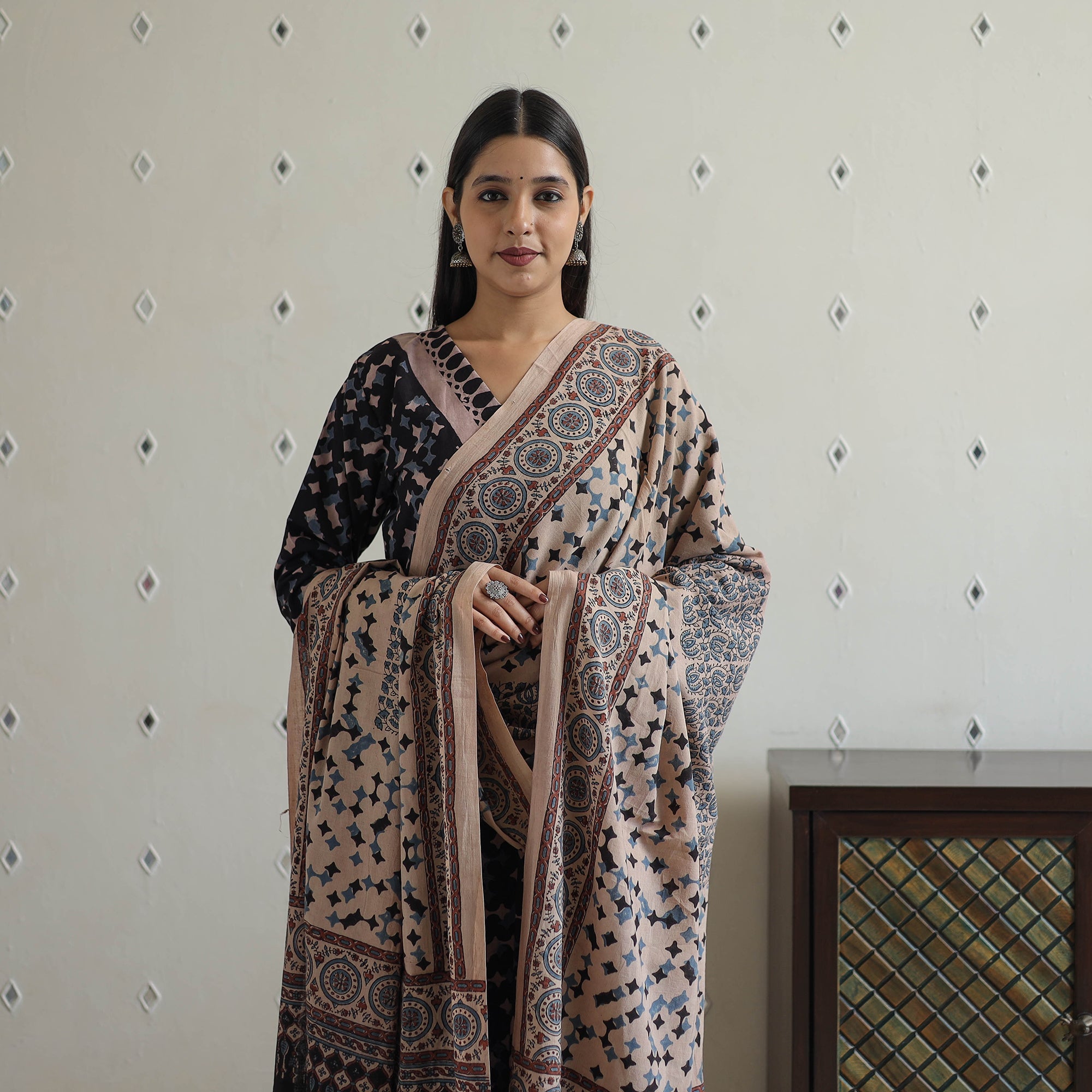 ITOKRI CASUALS Black - Block Printed Cotton Ajrakh Kurta Set 05