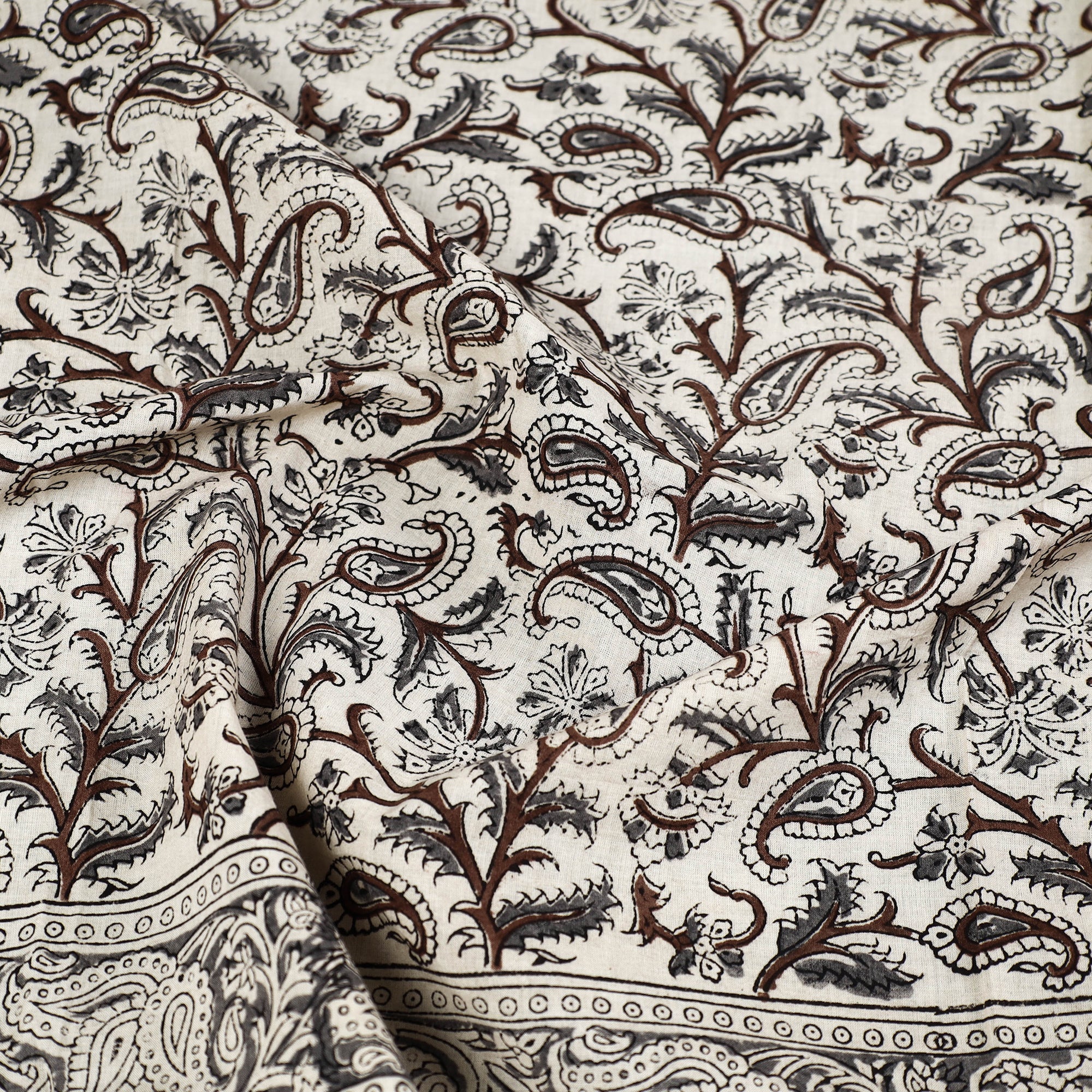 PITCHUKA SRINIVAS KALAMKARI PEDANA Beige - Pedana Kalamkari Block Printed Natural Dyed Cotton Scarf 39 - view 2