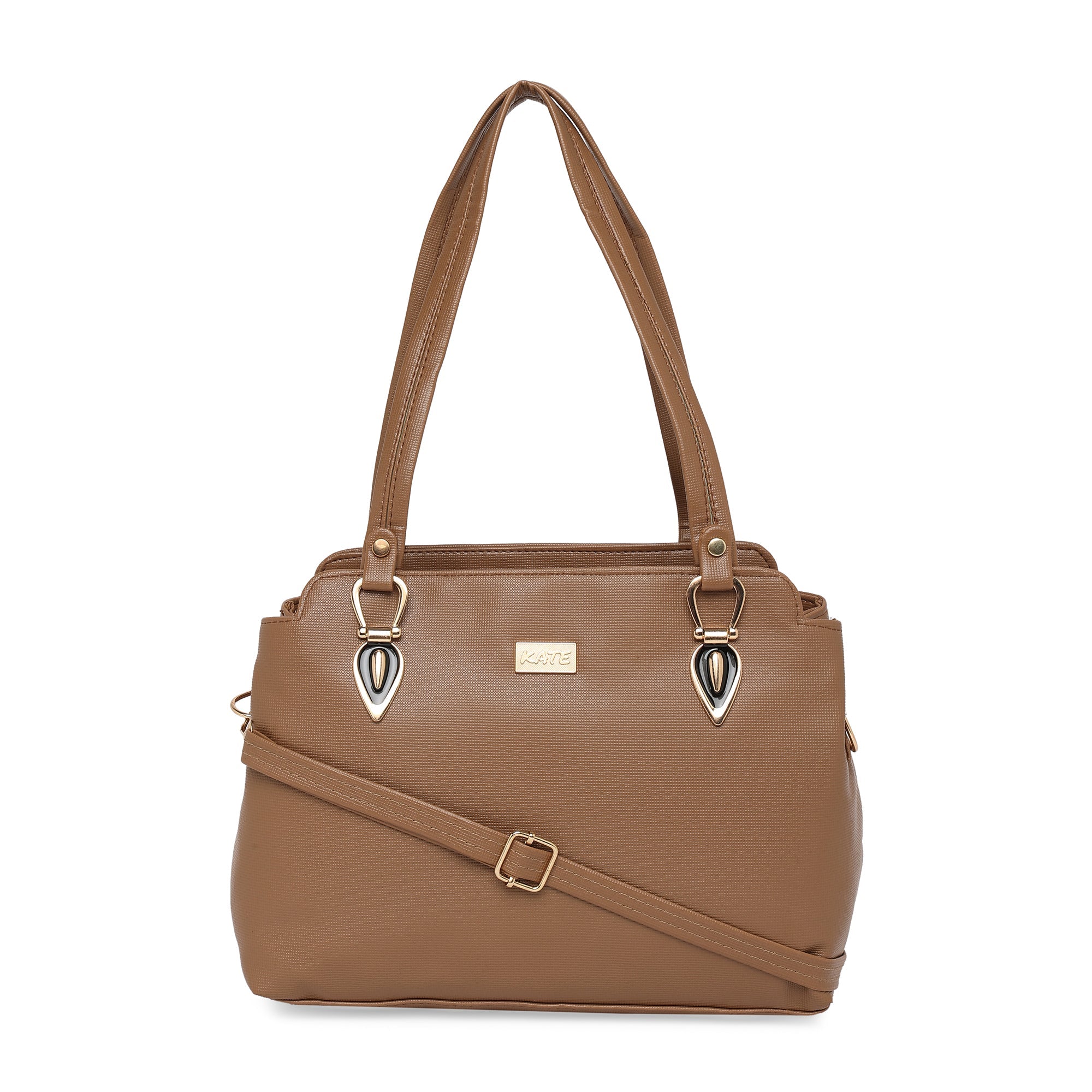 Peachmode Seller Brown Women Vegan Leather Handbag With Belt