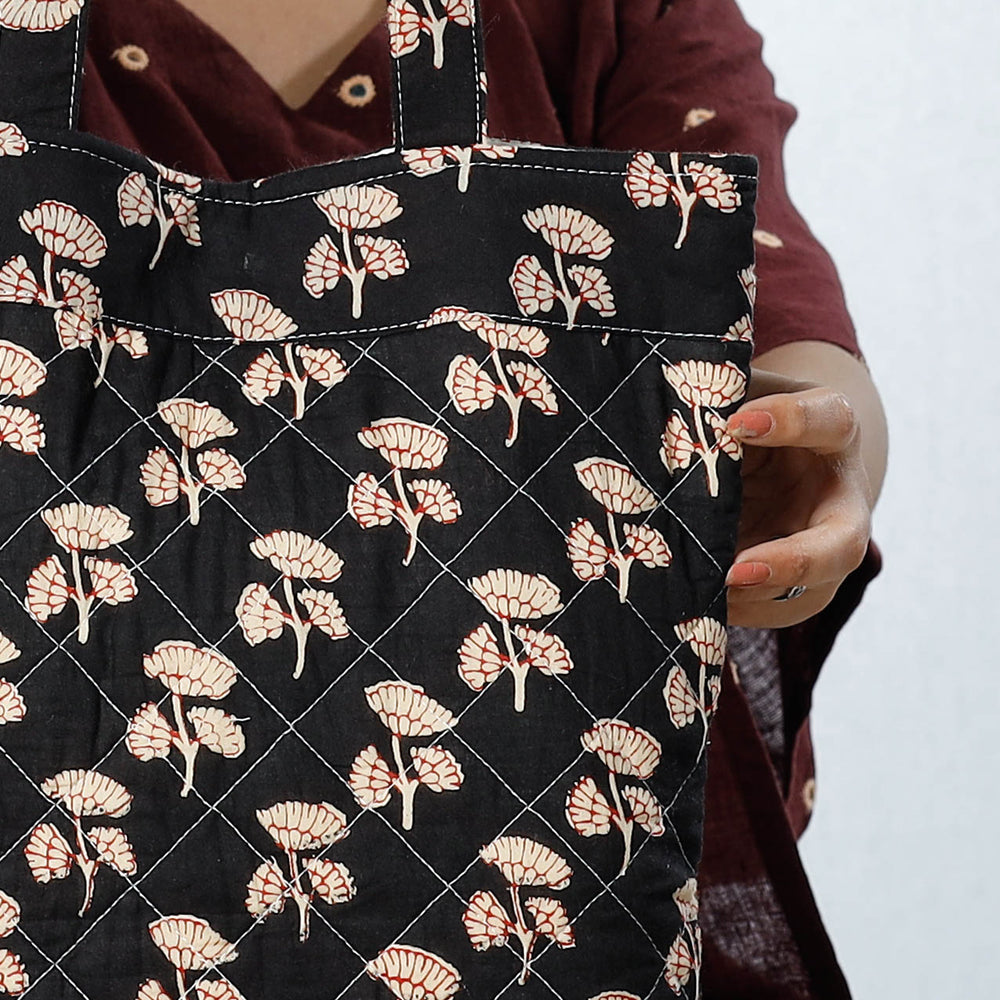 CHUTNEY CRAFT STUDIO Black - Handcrafted Quilted Sanganeri Block Printed Shoulder Bag - view 3