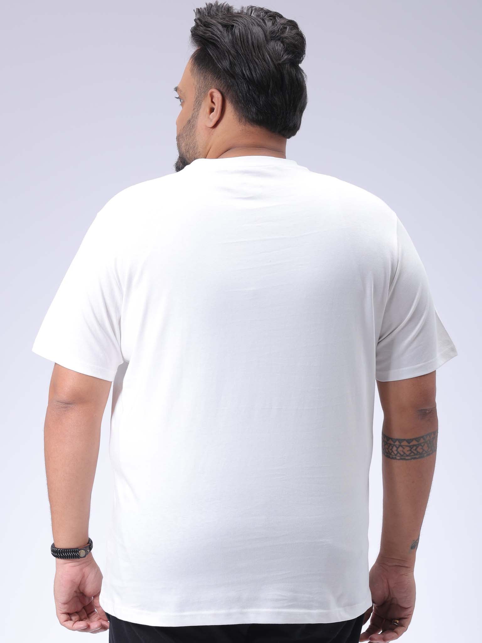 HARDSODA Men's Plus Size White Regular Fit Printed T-Shirt - view 5