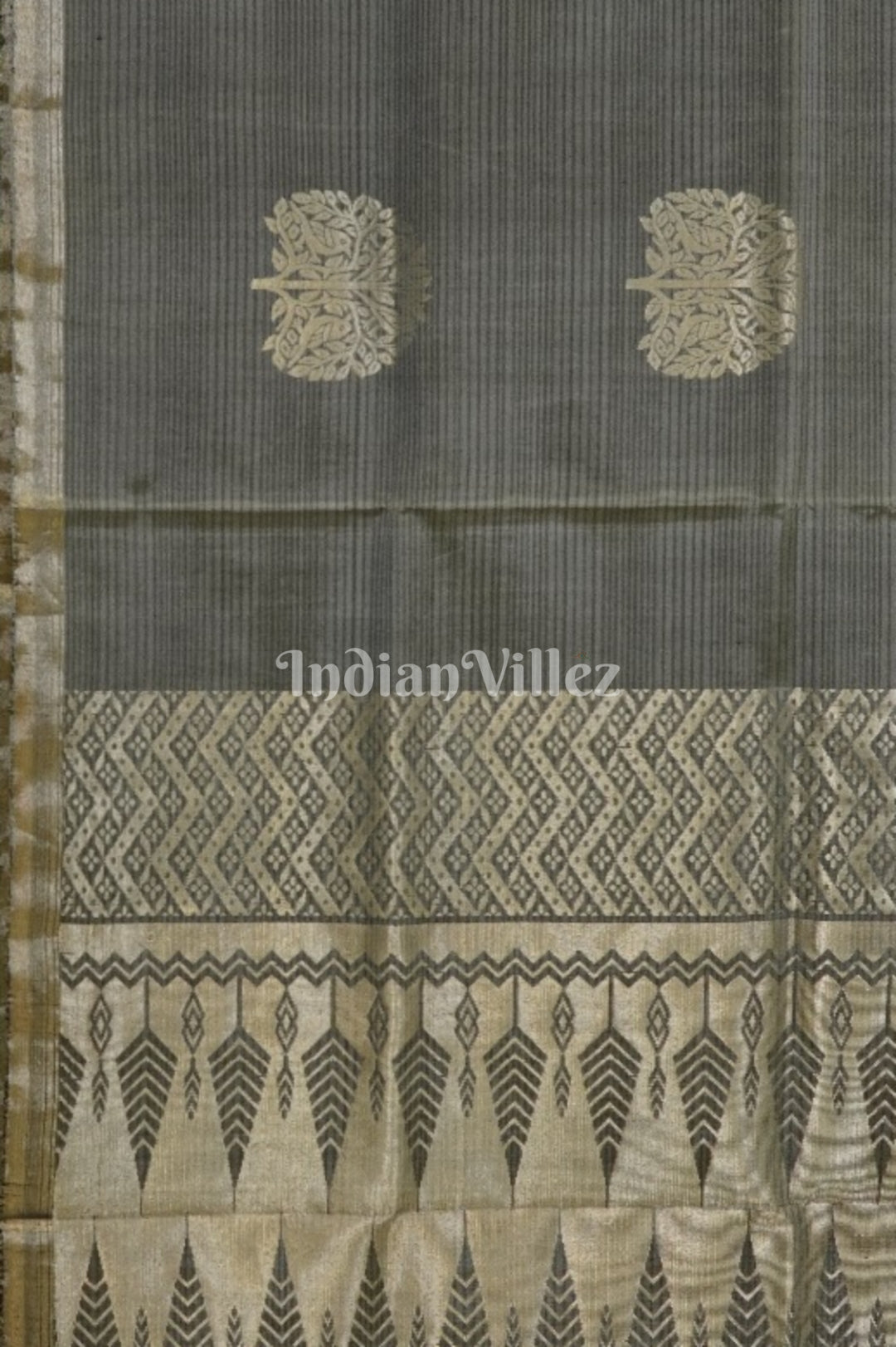 IndianVillèz Wine With Grey Pure Kanjivaram Soft Silk Saree - view 3