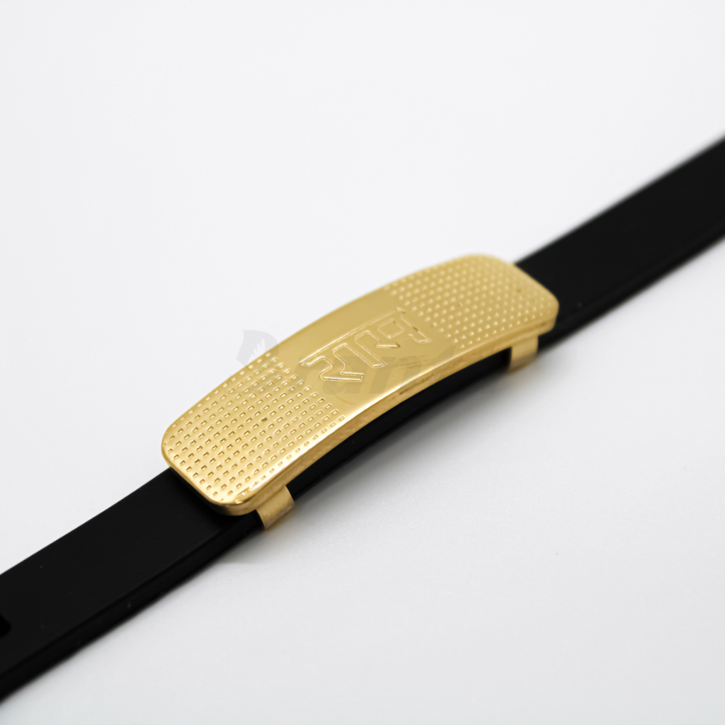 Branta Ram Dotted Pattern Silicon Belt Men's Gold Bracelet
