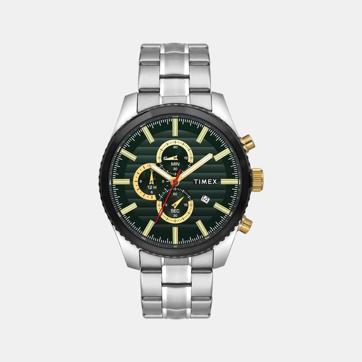 Timex Fashion Men Quartz Green Dial Chronograph Stainless Steel Watch TWEG19501