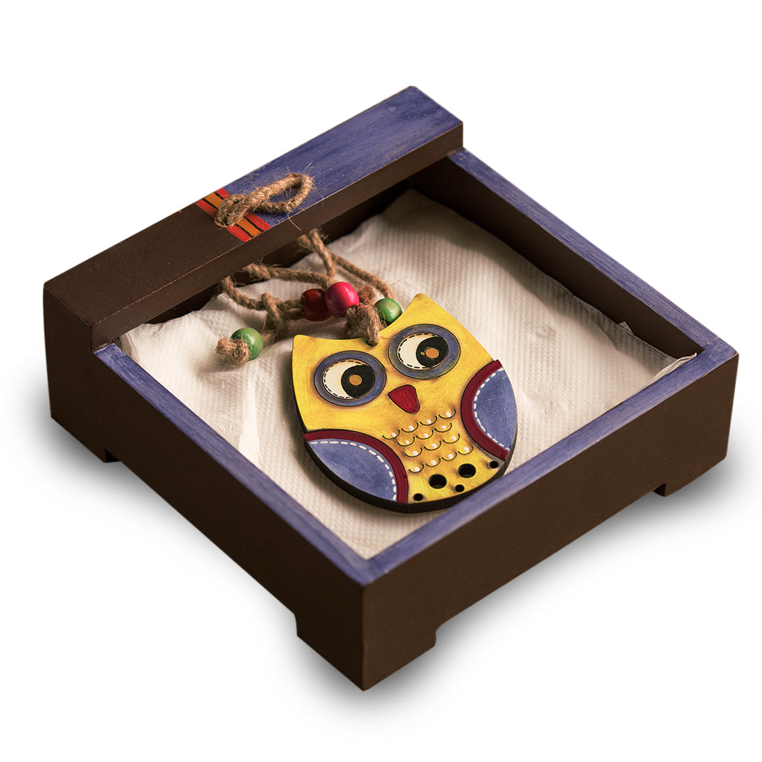 EXCLUSIVELANE 'Owl Motif' Tissue Holder In Pine Wood - view 2