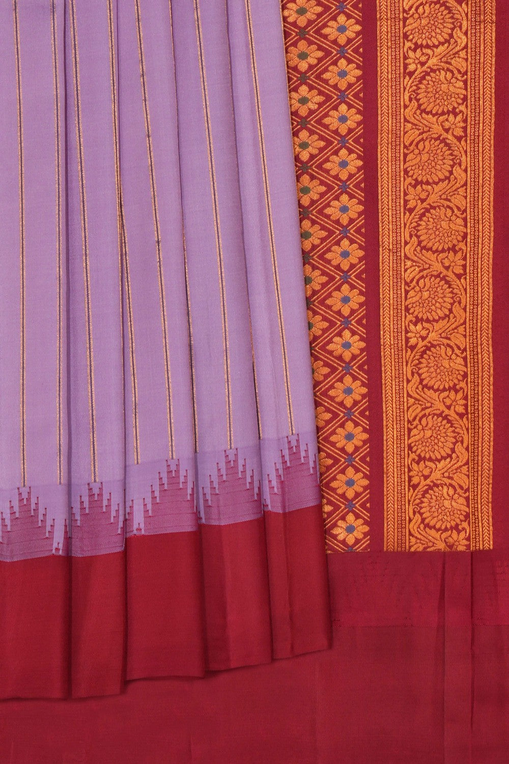 Kalanjali Gadwal Silk Purple Saree – Women's