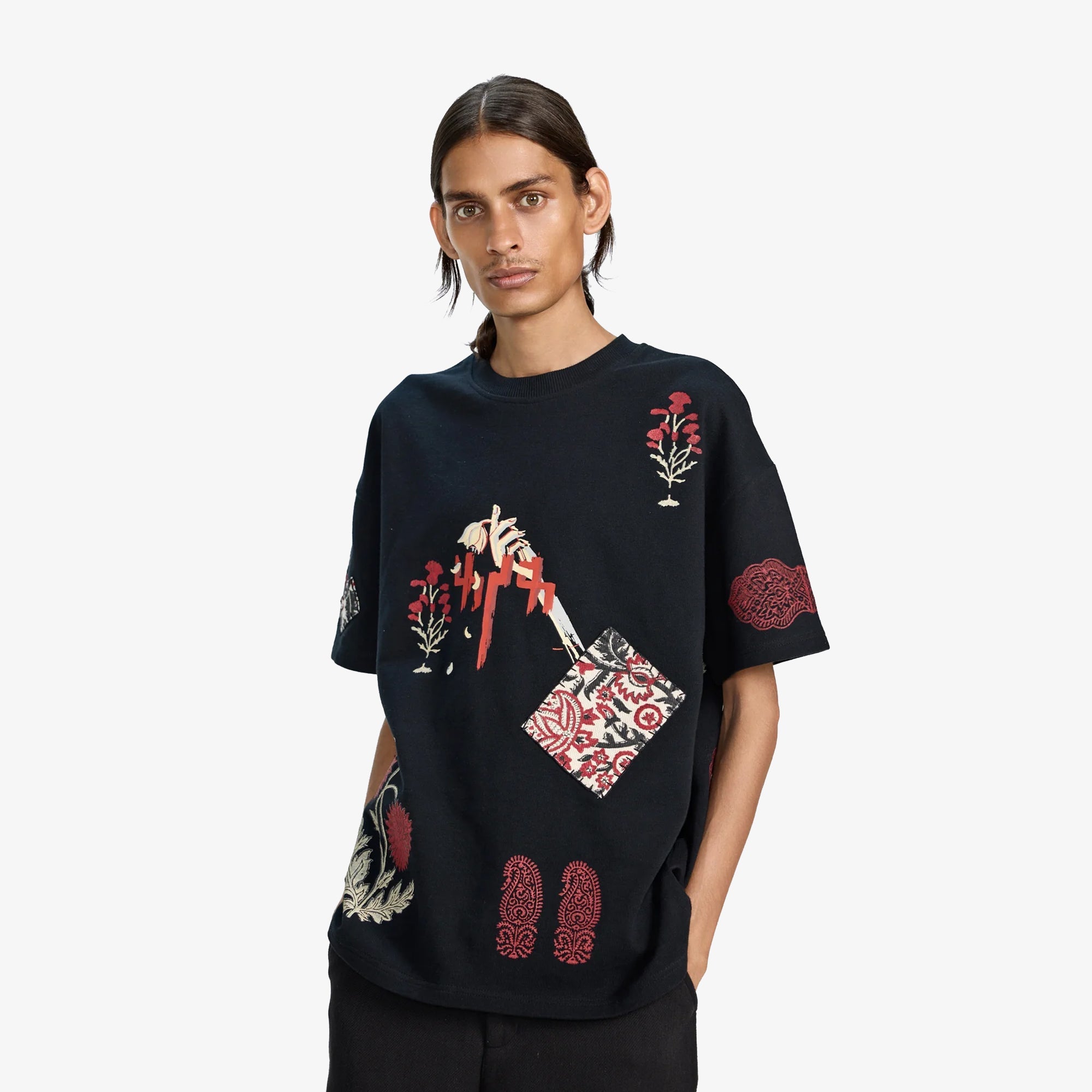 F A R A K | Thinking Loud' Block Print Tee { Black