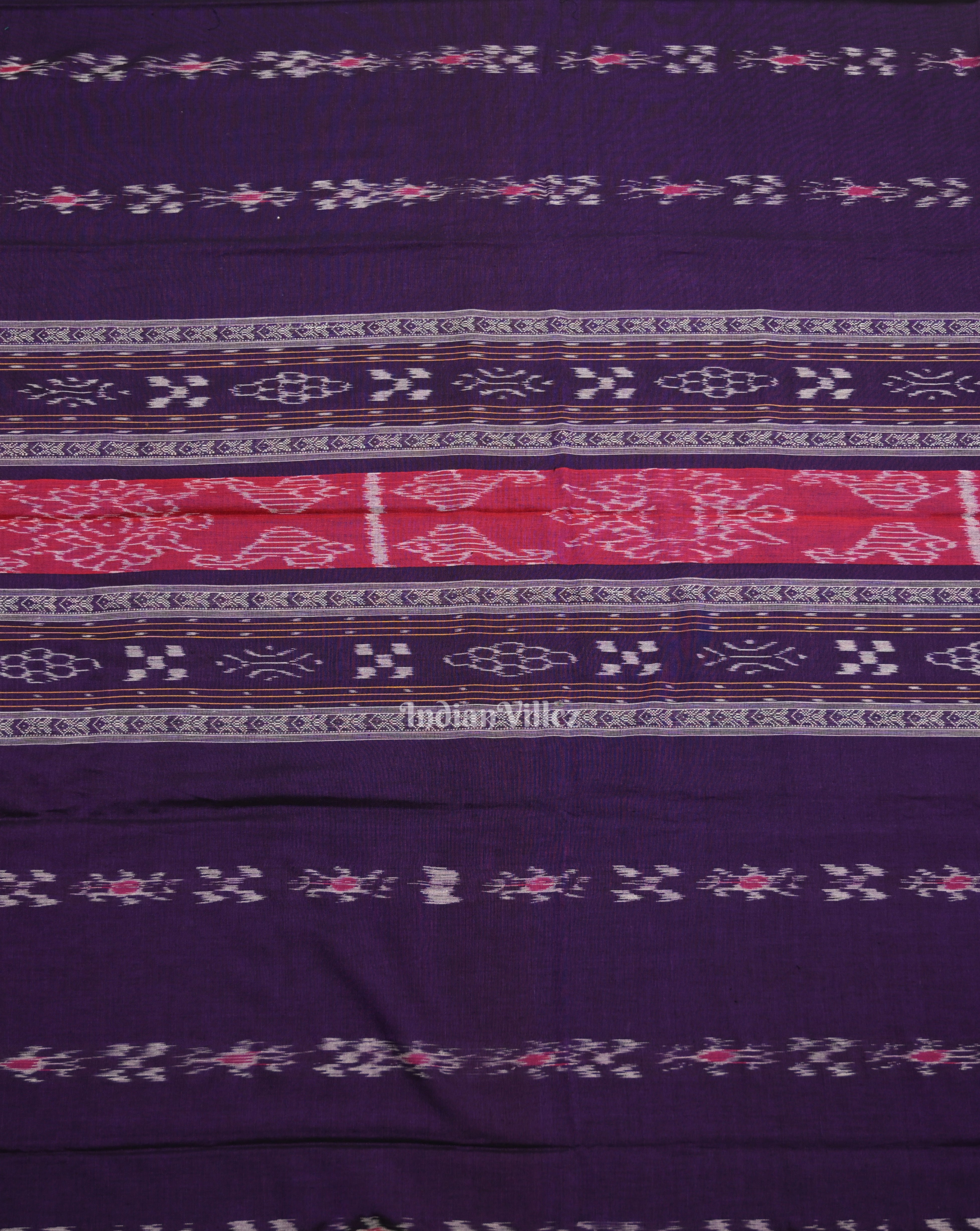 IndianVillèz Purple with Cream Pasapali Sambalpuri Cotton Dress set with Dupatta - view 3