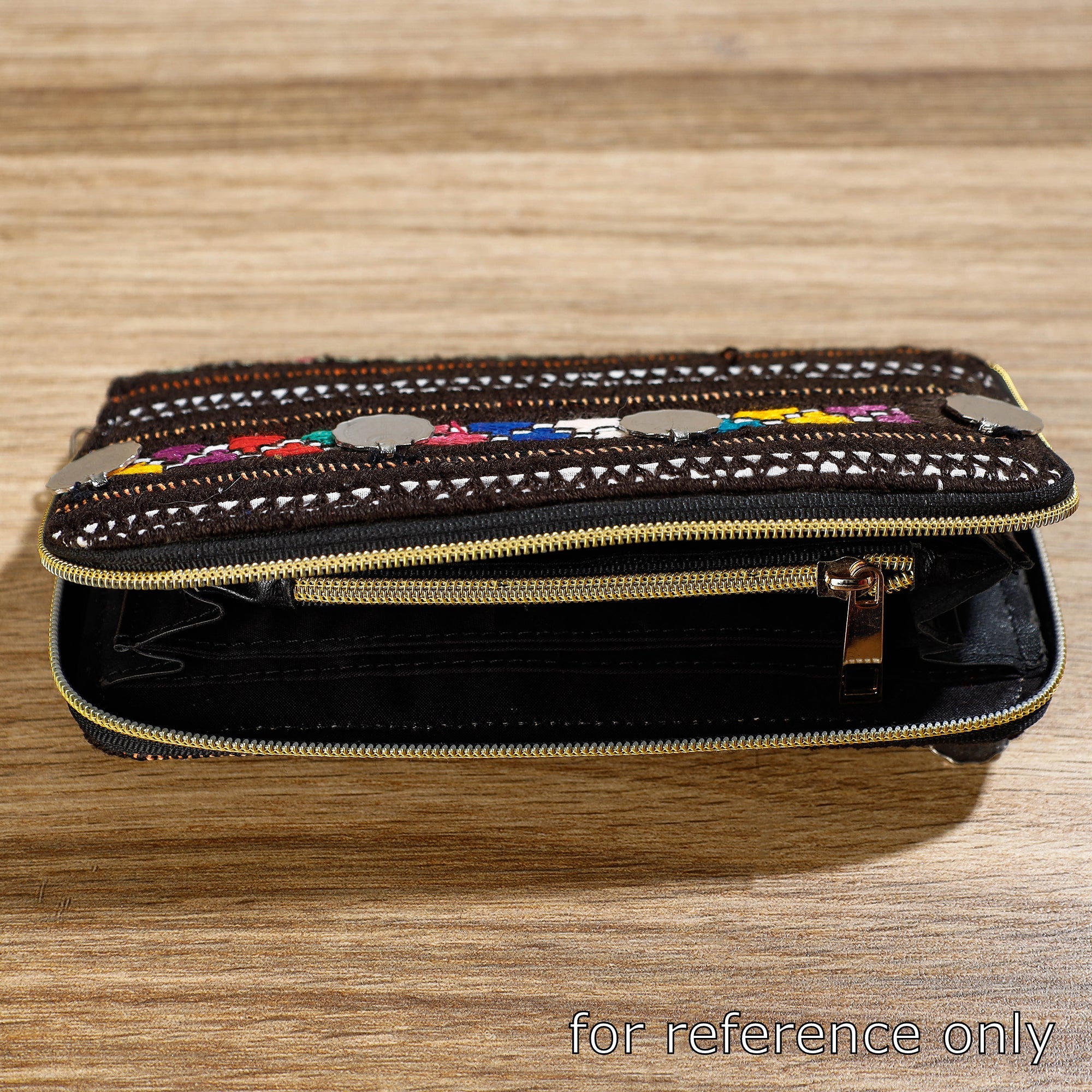 KACHCHH JI CHHAAP Black - Banjara Vintage Embroidery Coin Work Wallet - view 2