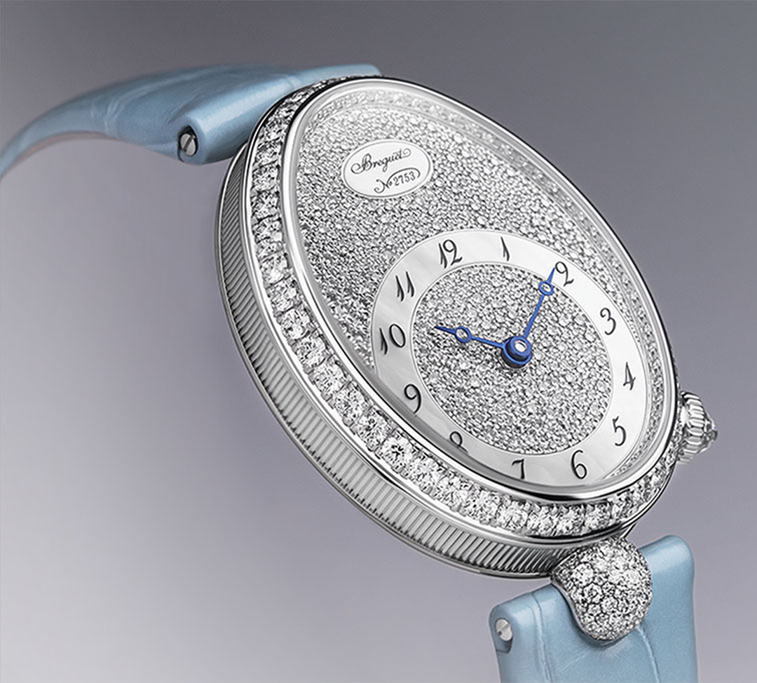Breguet Reine Pave Dial Blue Strap Silver Touch Watch for Women - view 2