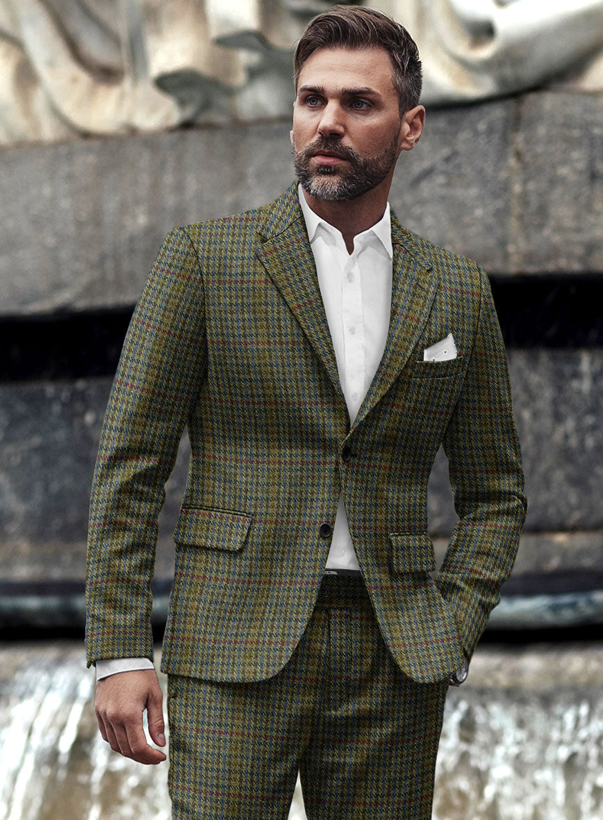 StudioSuits Harris Tweed Moss Green Houndstooth Suit - view 4