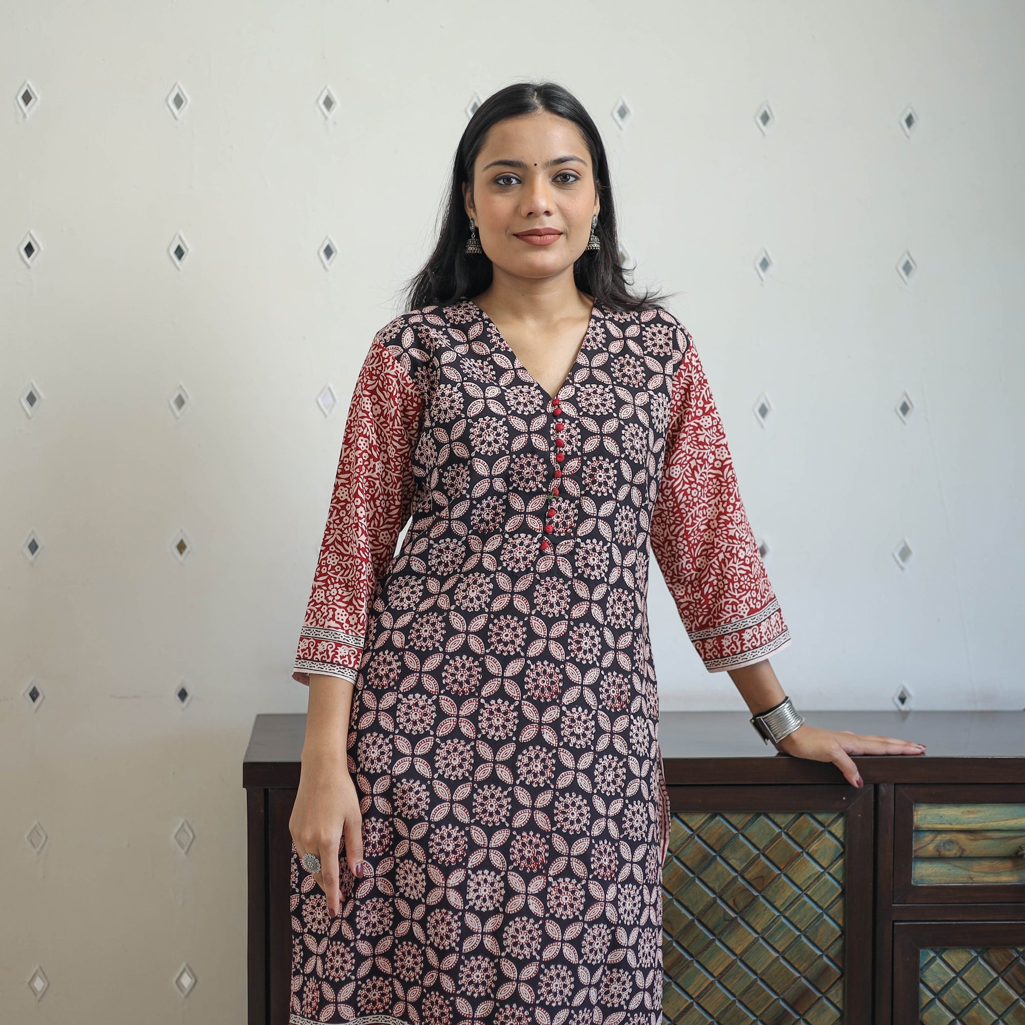 ITOKRI CASUALS Black - Block Print Cotton Straight Bagh Kurta 14