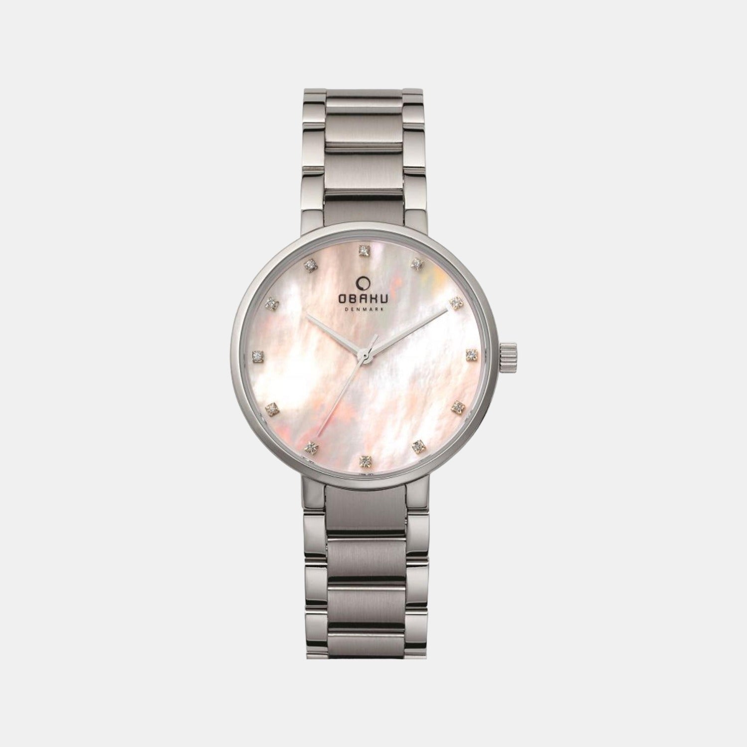 Obaku Glad Coral Women Quartz Mother Of Pearl Dial Analog Stainless Steel Watch V189LXCPSC