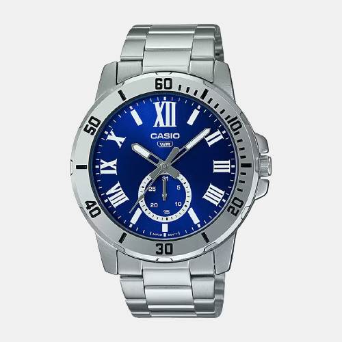 Casio Enticer Men Quartz Blue Dial Chronograph Stainless Steel Watch A2068