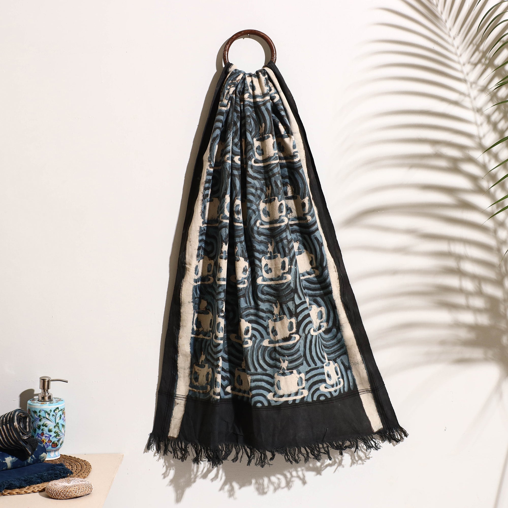 BINDAAS UNLIMITED Black - Bindaas Block Printed Handloom Cotton Towel