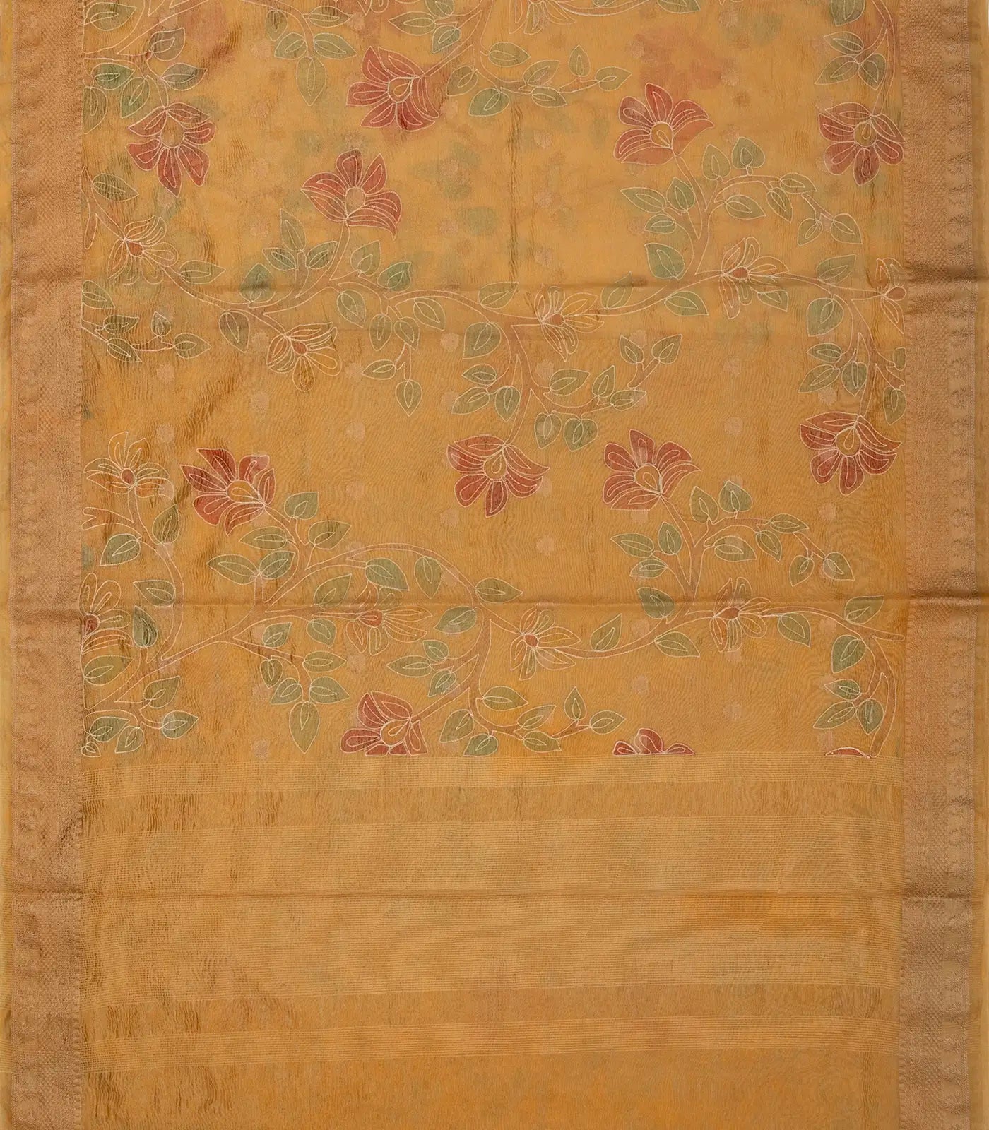 RmKV Beige Woven Banarasi Crushed Tissue Saree With Embroidery - view 2