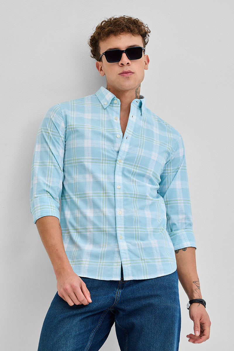 SNITCH Light Blue Checks Oxford Shirt