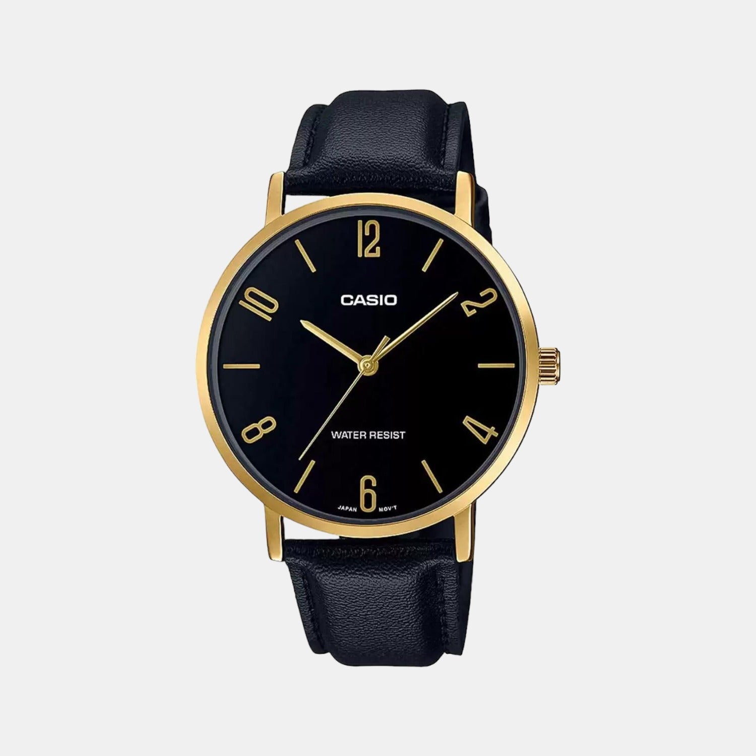 Casio Enticer Men Quartz Black Dial Analog Leather Watch A1819