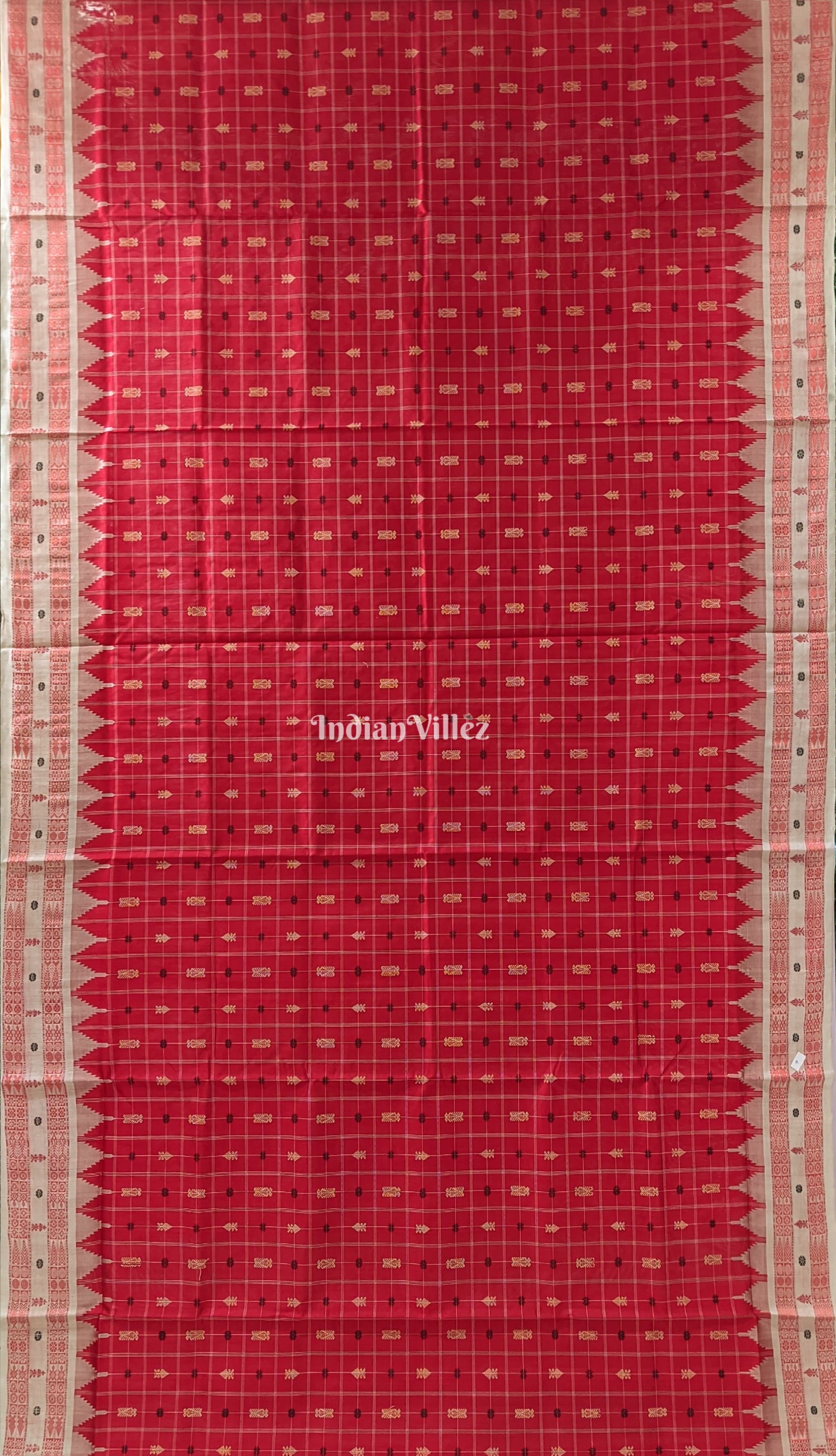 IndianVillèz Red Hazar Buti Sambalpuri Bomkai Tussar Saree - view 2