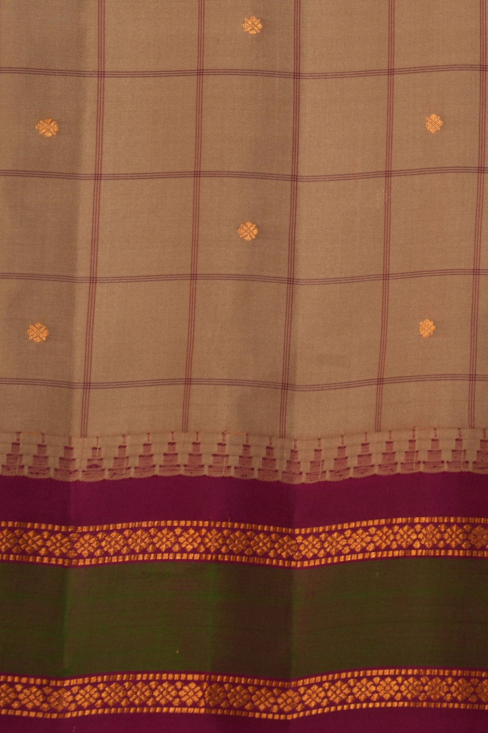 Kalanjali Gadwal Silk Beige Kattam Saree – Women's - view 2