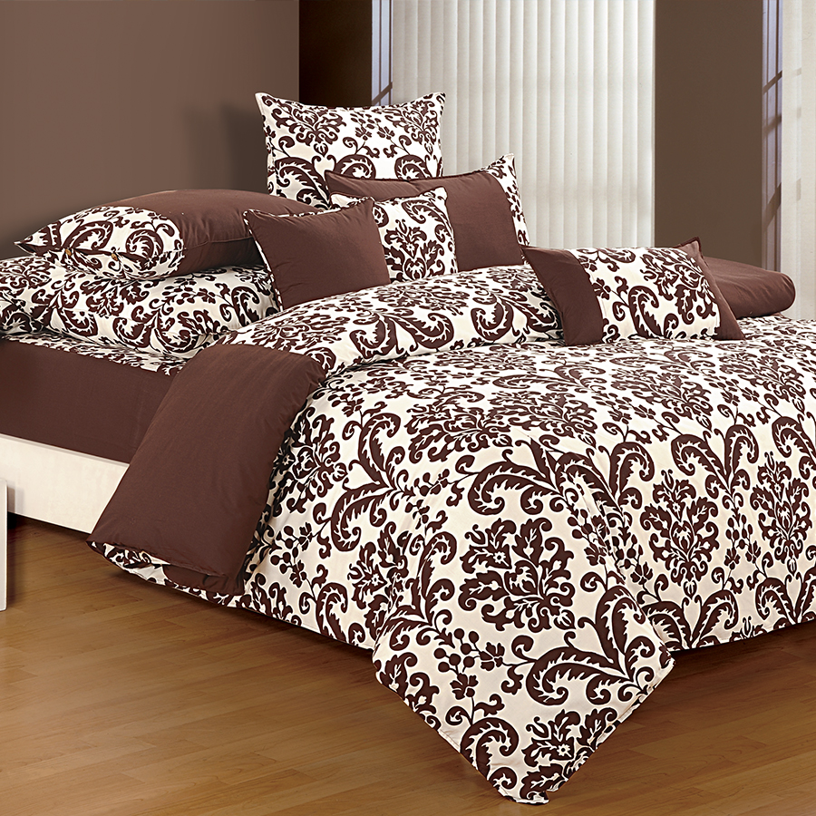 Swayam India Chocolate Fitted Bed Sheet, Shades of Paradise-9009