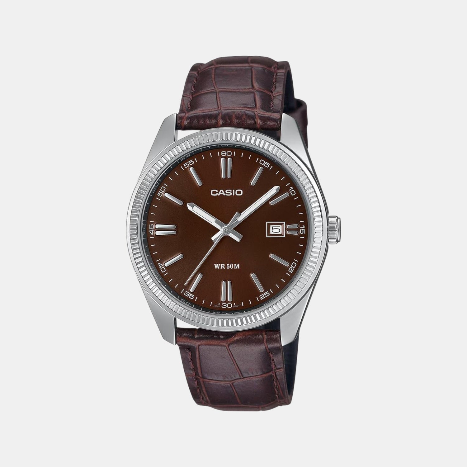Casio Enticer Men Quartz Brown Dial Analog Leather Watch A2397