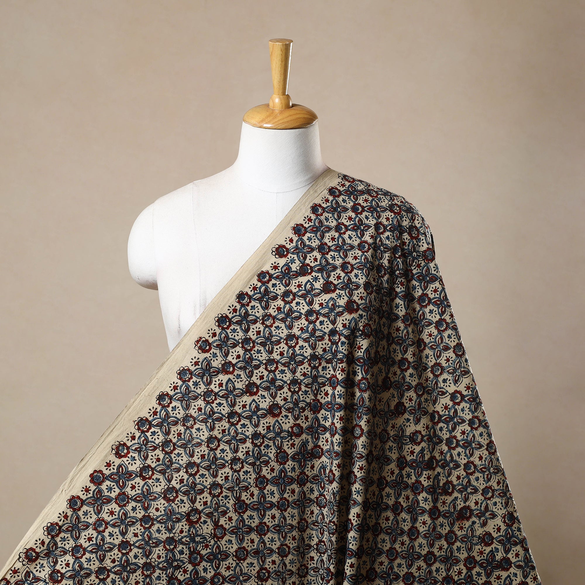 KACHCHH JI CHHAAP Beige - Block Print Cotton Natural Dyed Ajrakh Fabric 35