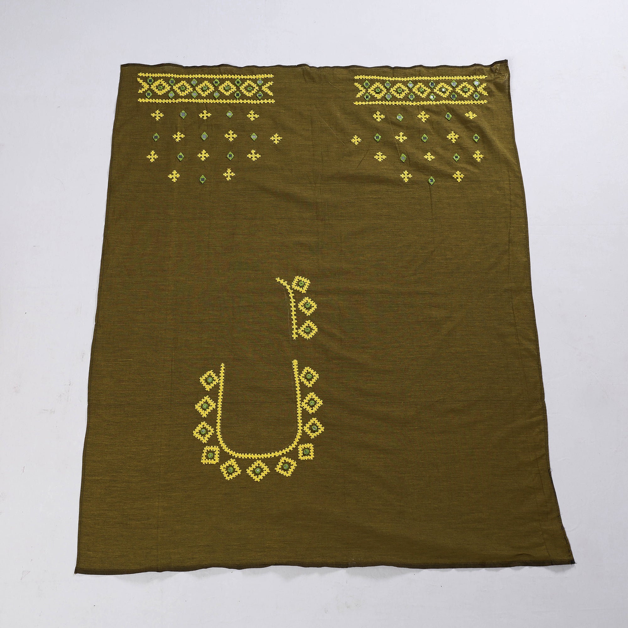 KACHCHH JI CHHAAP Brown - Kutch Embroidery Silk Cotton Blouse Piece - view 2