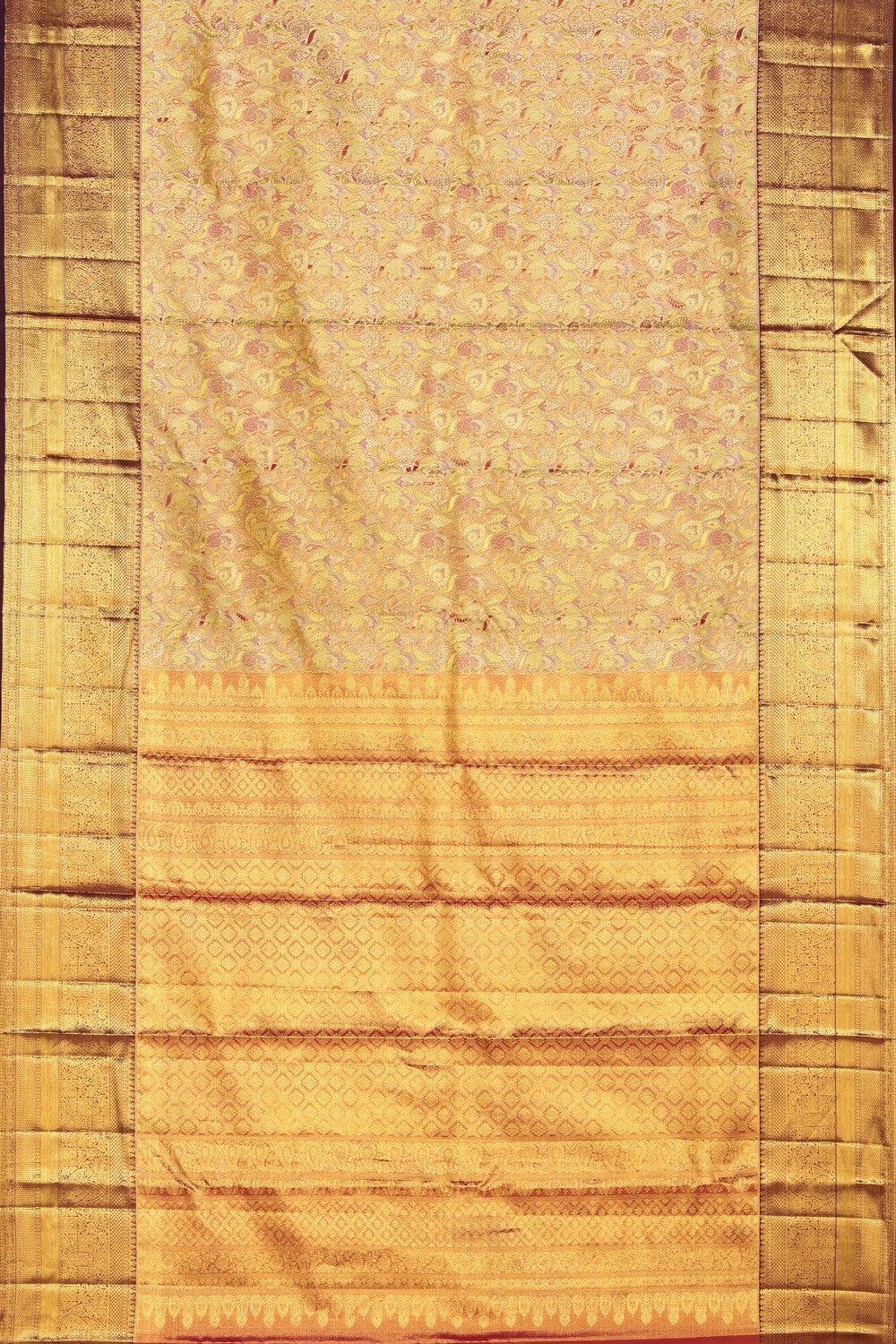 Kalanjali Kanchipattu Brocade Gold Saree – Women's - view 3