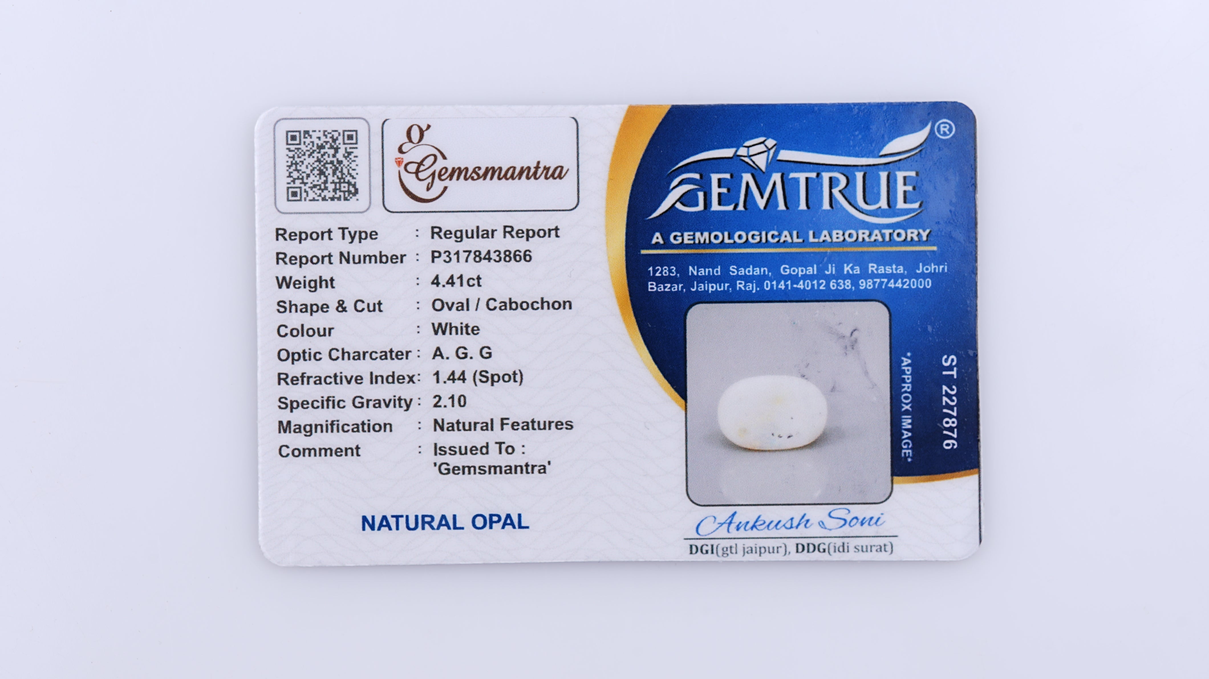 Gemsmantra Opal with Fire - 4.41 Carats (4.851 Ratti) - view 2