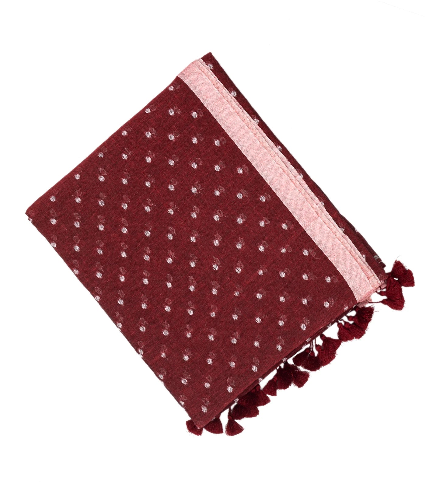 RmKV Maroon Bengal Cotton Saree With Coin Motifs