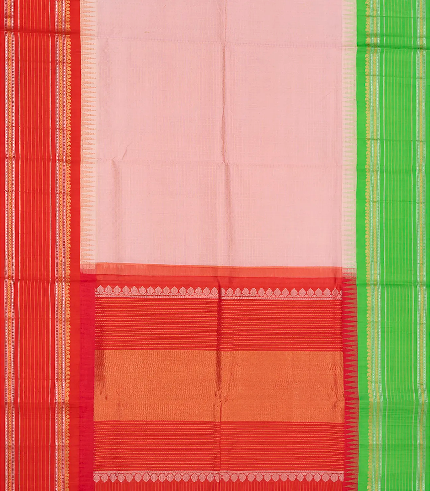 RmKV Dusty Pink Handloom Chirala Silk Cotton Saree With Checks-Dusty Pink - view 2