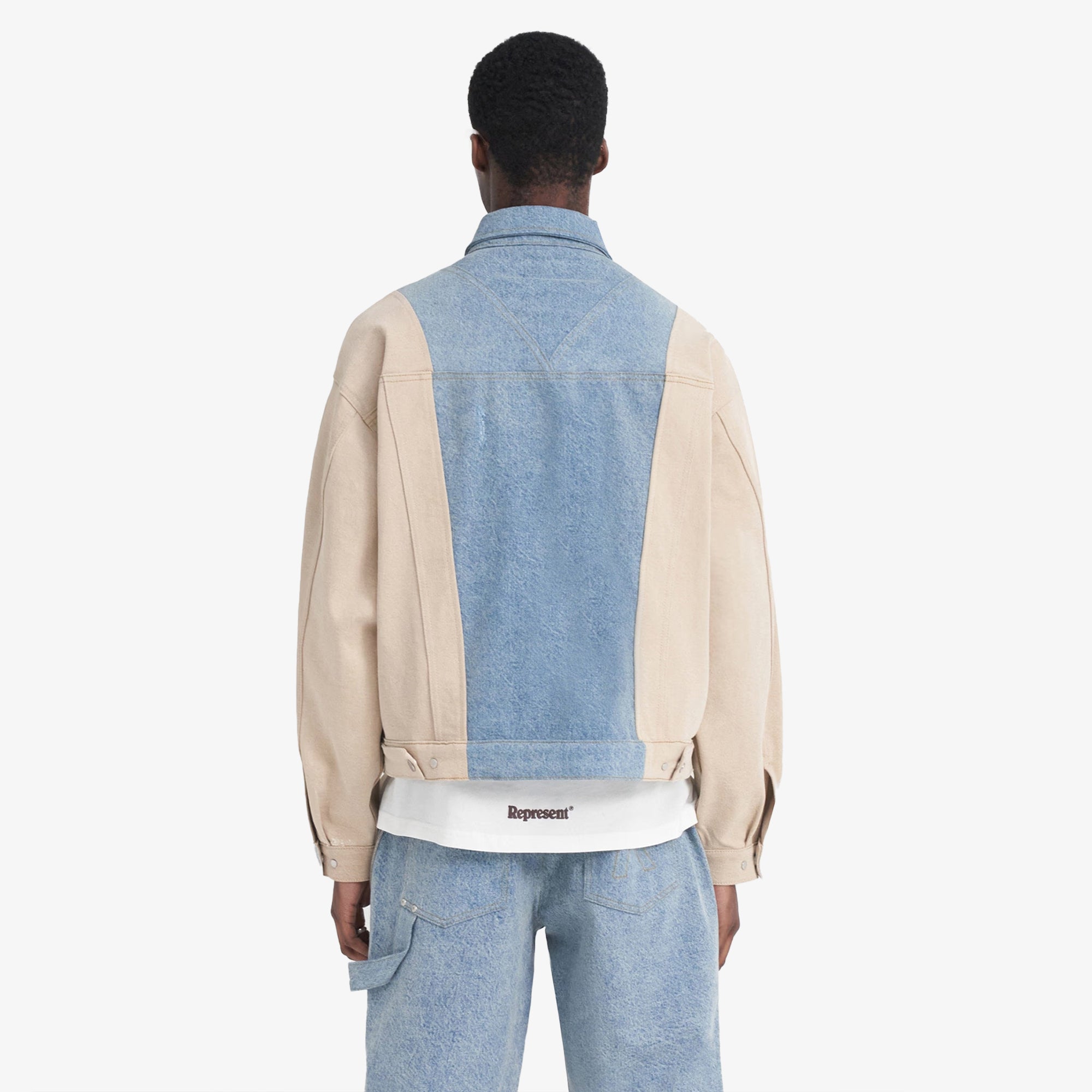 Represent | R4 Colour Block Denim Jacket { Blue - view 2