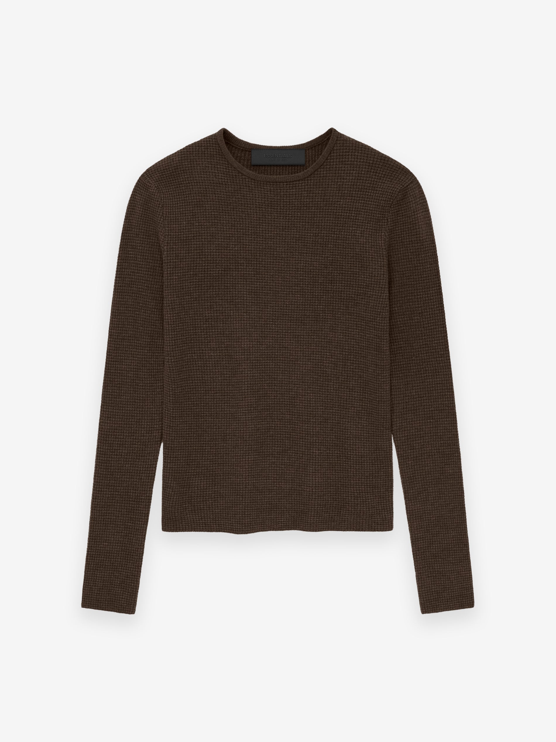 ESSENTIALS Women's Waffle Fitted Long Sleeve Sweater