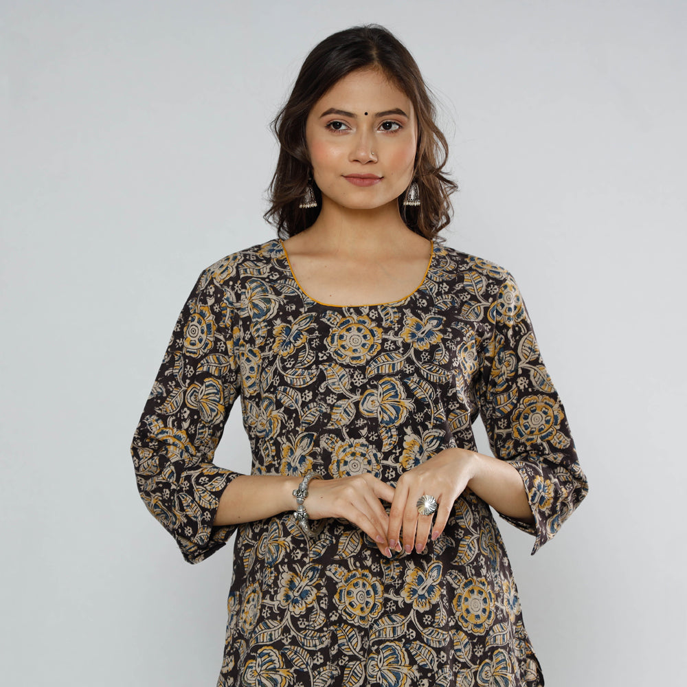 ITOKRI CASUALS Brown - Kalamkari Block Printed Cotton Long Kurta