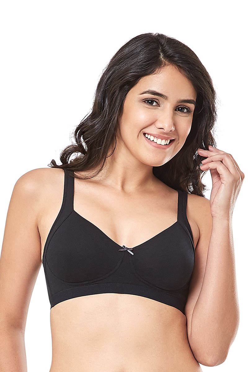 every de Cotton Non-Padded Non-Wired True Support Bra - Black