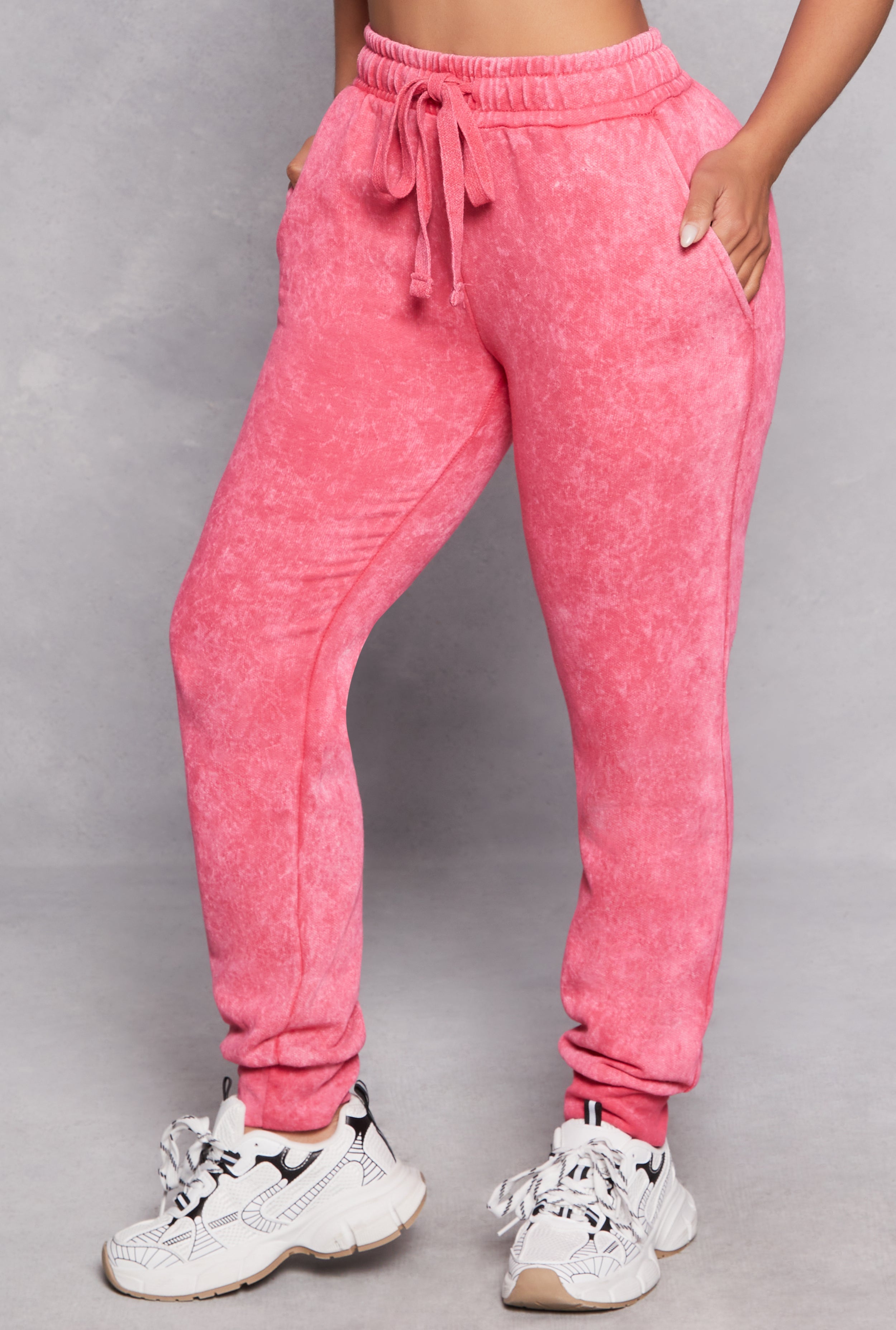 Rainbow Shops Fleece Acid Wash Drawstring Joggers - view 2
