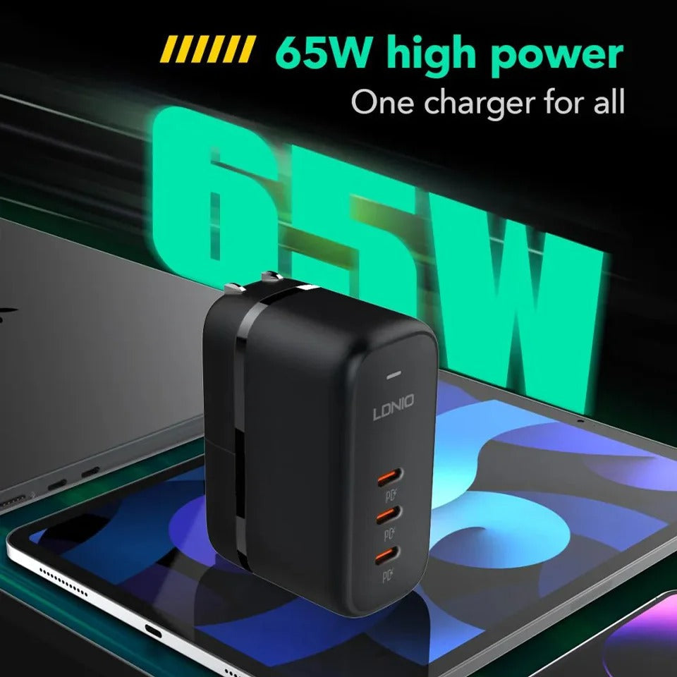 Peeperly Turbo Flow 65W 3-Port USB-C Power Adapter - view 2