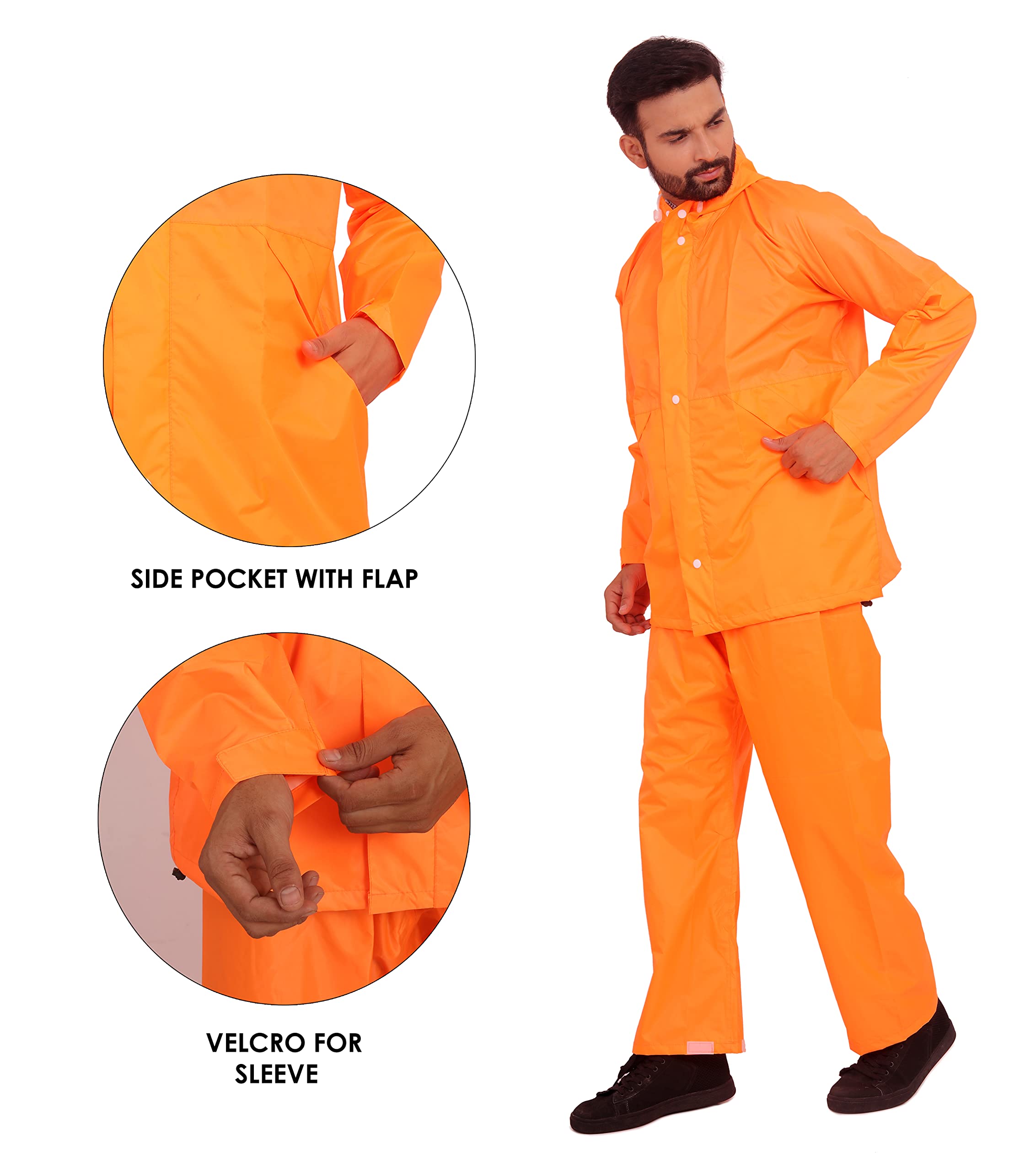 THE CLOWNFISH Rain Coat for Men Waterproof for Bike Raincoat for Men with Hood. Set of Top and Bottom. Classic Series (Brown, XXX-Large) - view 3