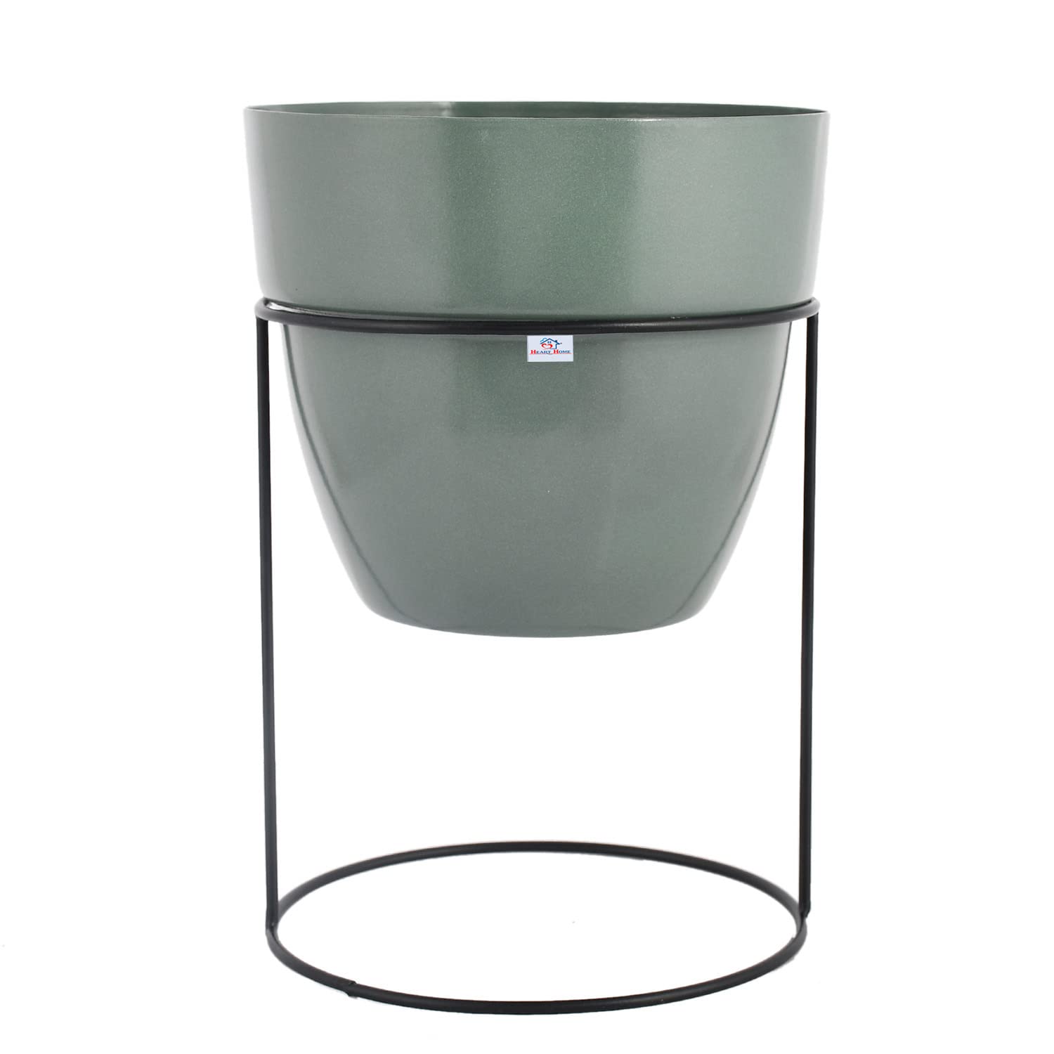 Heart Home Metal Planter|Decorative Modern Indoor Desk Pot|Iron Table Stand Flower Planter Pot for Home D�cor,8.5 Inches,Pack of 2 (Green & Gray) - view 2