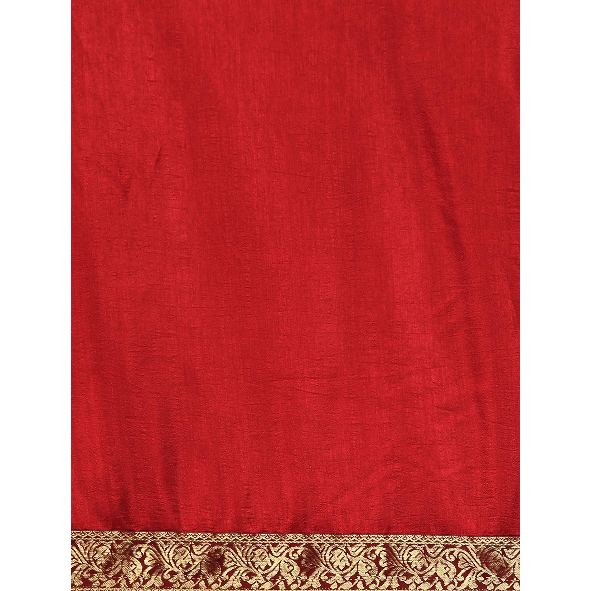 Peachmode Maroon Solid Vichitra Silk Saree With Fancy Zari Border - view 5