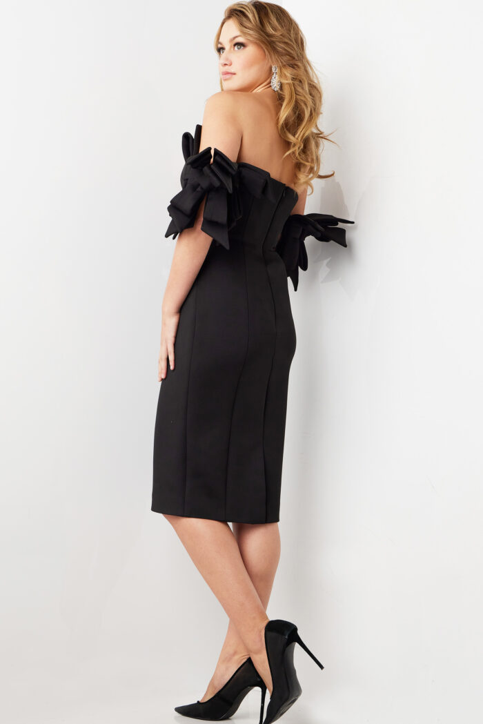 Jovani 36998 Ruffle Sleeve Tea Length Cocktail Dress - view 2