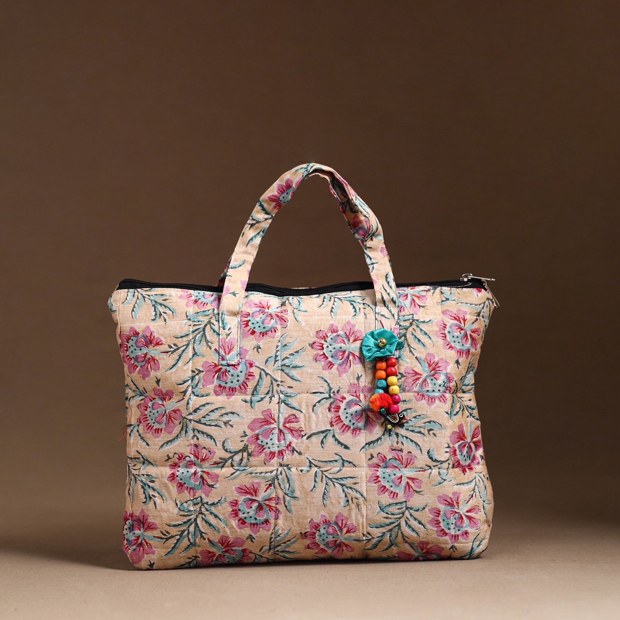NOORI BAZAR Beige - Handcrafted Quilted Cotton Hand Bag 46