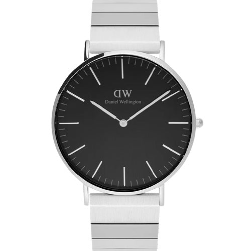 Daniel Wellington Classic Piano Link Onyx Silver Black Dial Men 40mm DW00100774