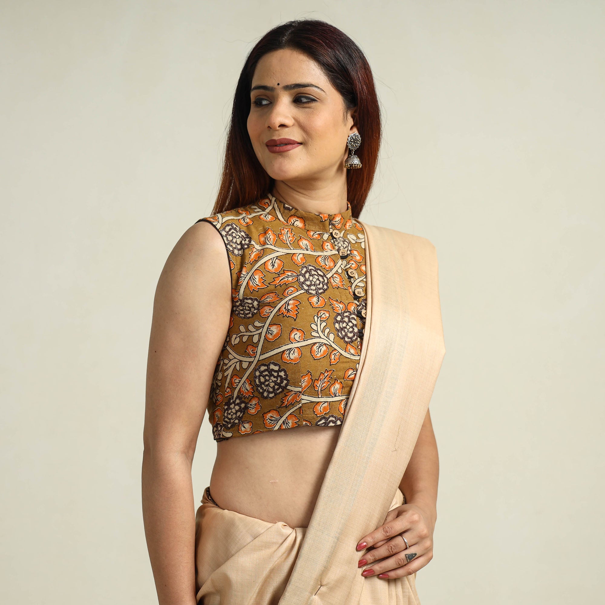 ITOKRI CASUALS Brown - Kalamkari Printed Cotton Stitched Blouse 01 - view 2