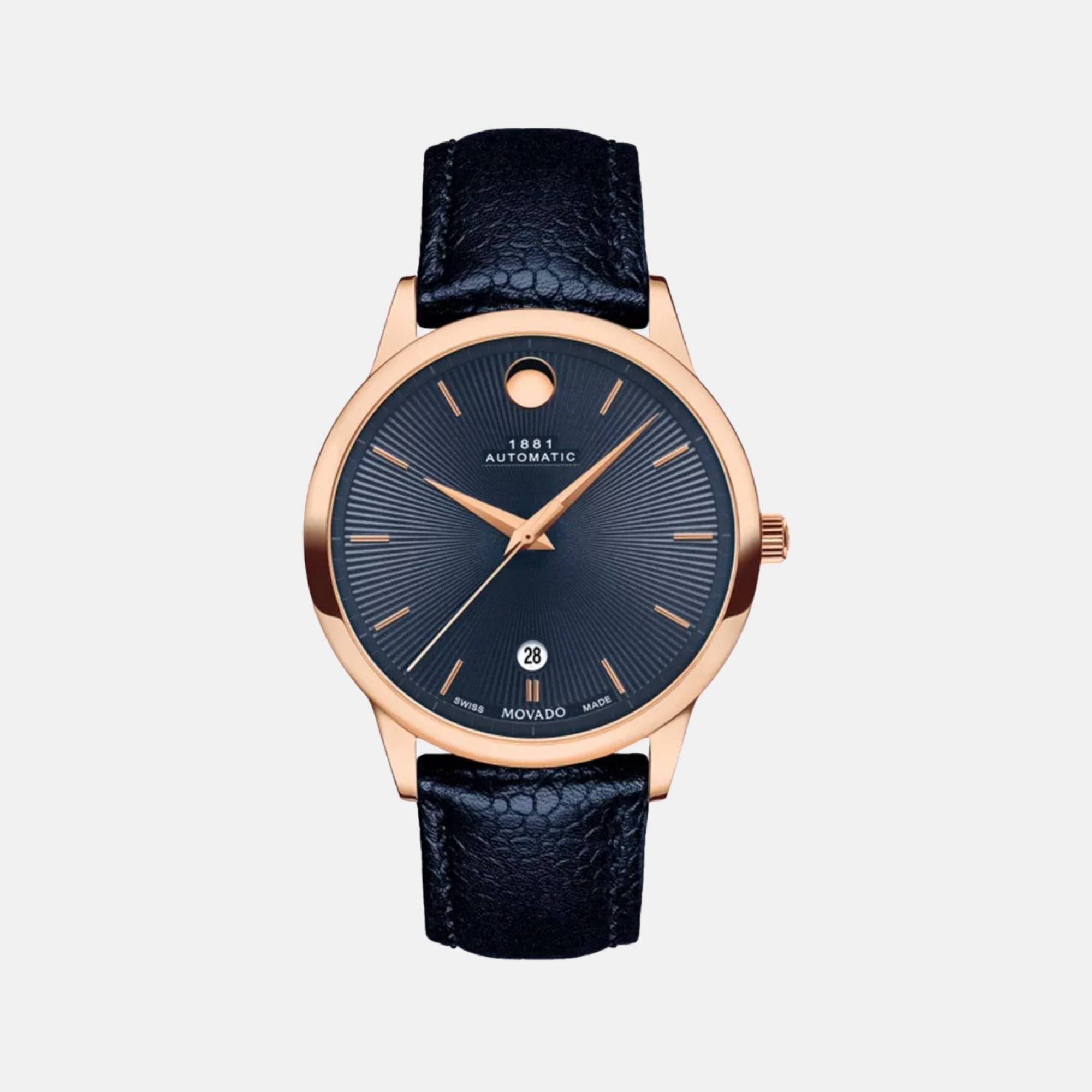 Movado 1881 Automatic Men Automatic Blue Dial Analog Leather Watch 607460