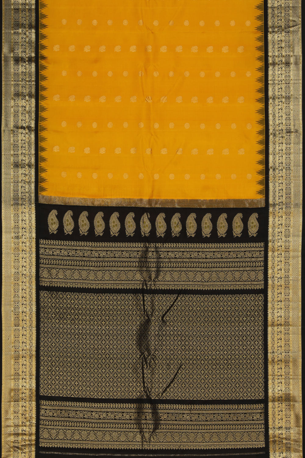 Kalanjali Gadwal Silk Mustard Saree – Women's - view 3