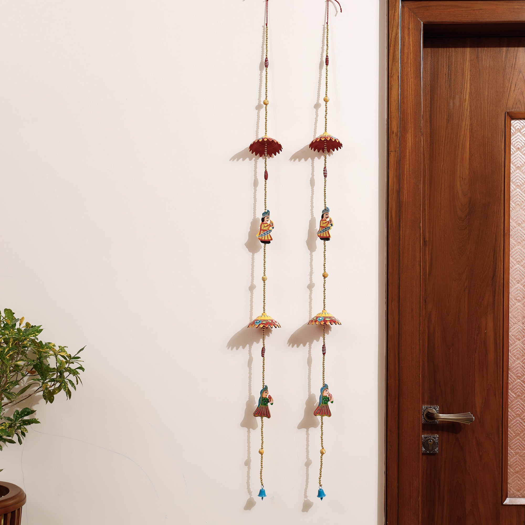 DEVENDRA SINGH Banaras Handpainted Wooden & Beadwork Decorative Hangings (Set of 2)